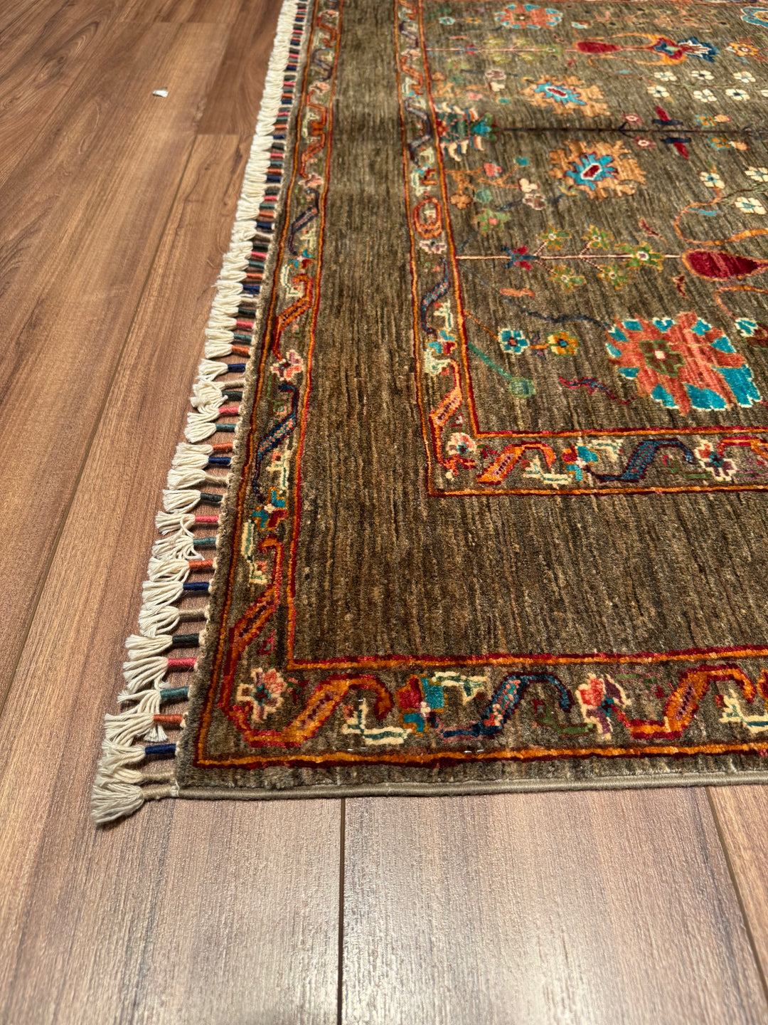 Sultani Binbirgece Original Hand Woven Brown Vegetable Dyed Wool Carpet 156x192 3 Square Meters - 5x6 ft