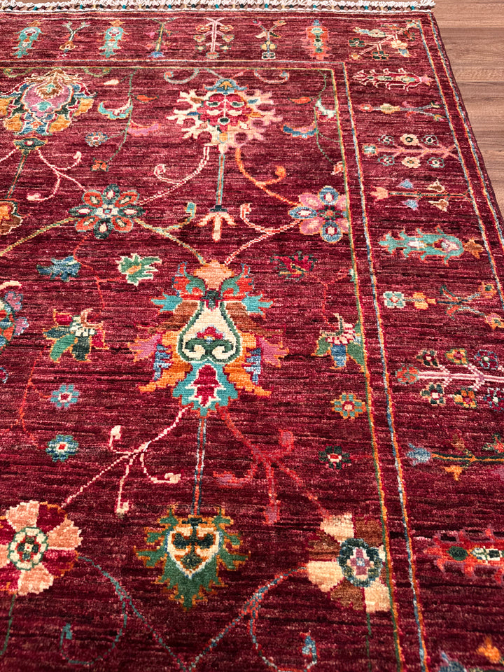 Sultani Binbirgece Orijinal El Dokuması Kırmızı Kök Boya Yün Halı 147x203 2.98 Metrekare - 5x6 ft