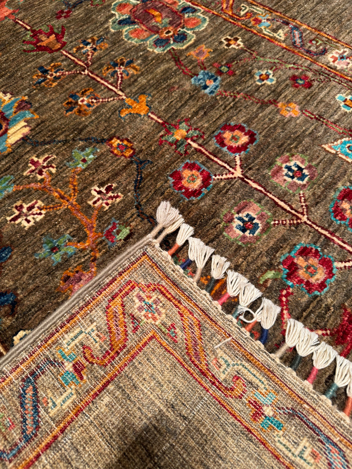 Sultani Binbirgece Original Hand Woven Brown Vegetable Dyed Wool Carpet 156x192 3 Square Meters - 5x6 ft