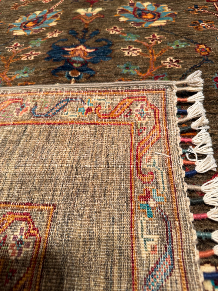 Sultani Binbirgece Original Hand Woven Brown Vegetable Dyed Wool Carpet 156x192 3 Square Meters - 5x6 ft