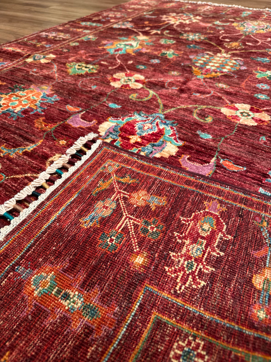 Sultani Binbirgece Orijinal El Dokuması Kırmızı Kök Boya Yün Halı 147x203 2.98 Metrekare - 5x6 ft