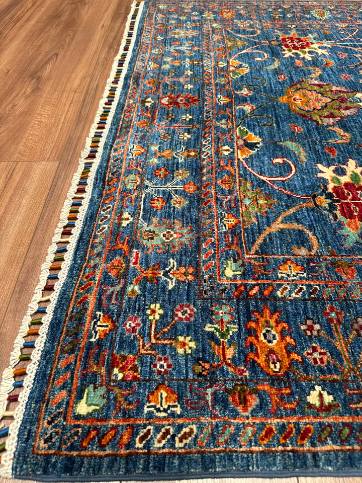 Sultani Binbirgece Original Hand-Woven Blue Vegetable Dyed Wool Carpet 153x203 3.11 Square Meters - 5x6 ft