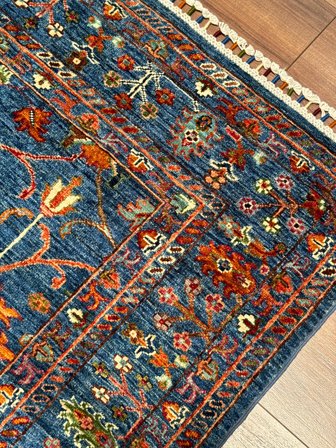 Sultani Binbirgece Original Hand-Woven Blue Vegetable Dyed Wool Carpet 153x203 3.11 Square Meters - 5x6 ft