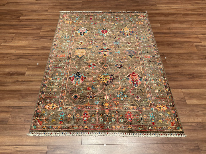 Sultani Binbirgece Original Hand Woven Brown Vegetable Dyed Wool Carpet 148x200 2.96 Square Meters - 5x6 ft