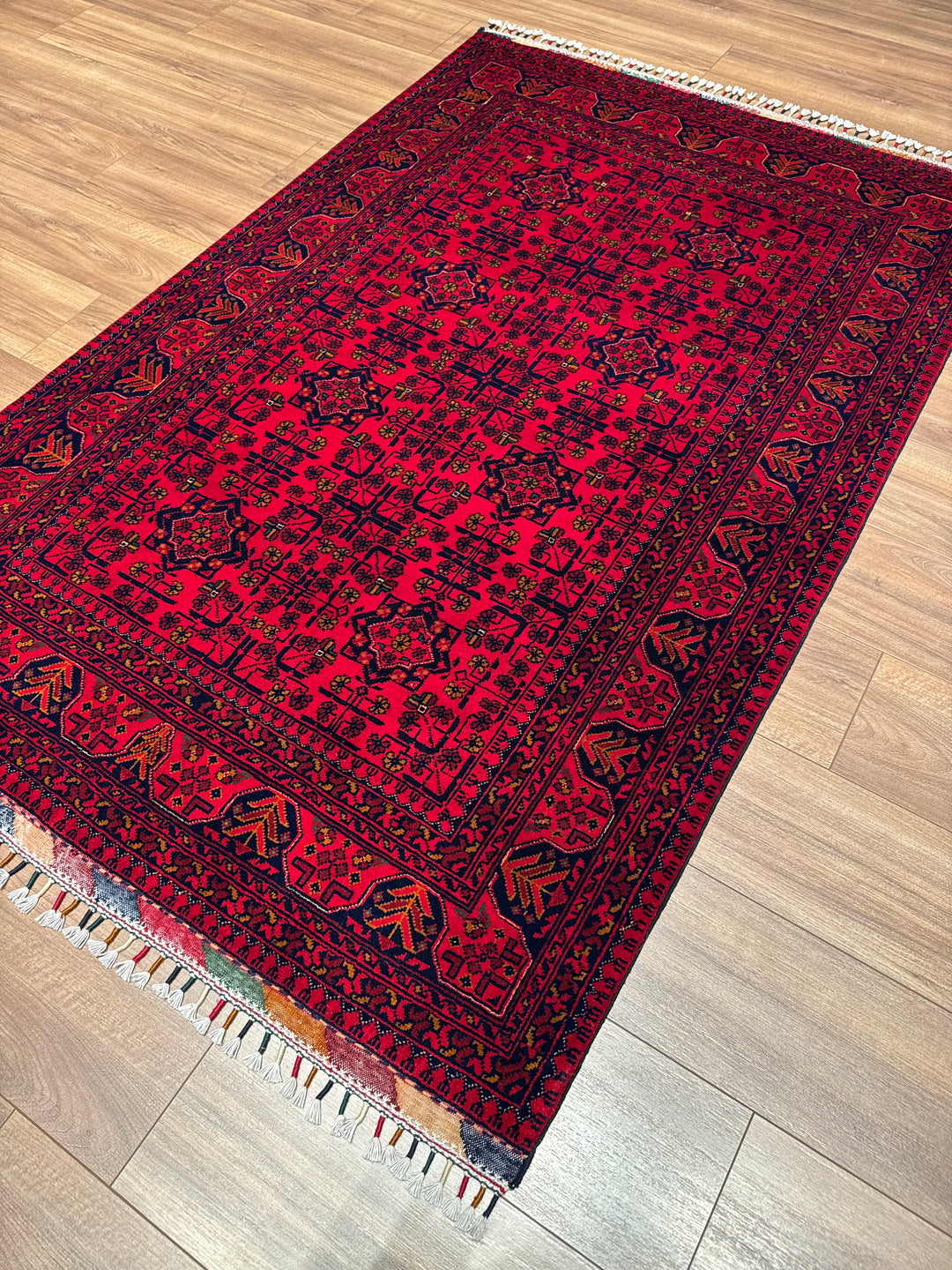 سجادة أفغانية هامياب أصلية منسوجة يدويًا من الصوف المصبوغ بالجذور، 120×182 سم، 2.18 متر مربع - 4×6 قدم