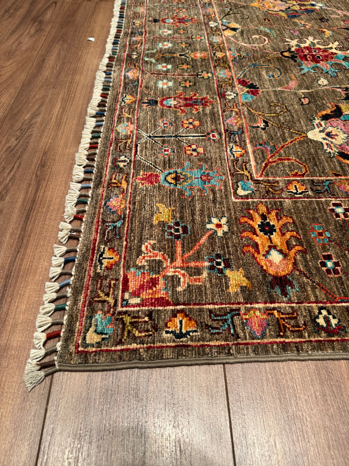 Sultani Binbirgece Original Hand Woven Brown Vegetable Dyed Wool Carpet 148x200 2.96 Square Meters - 5x6 ft