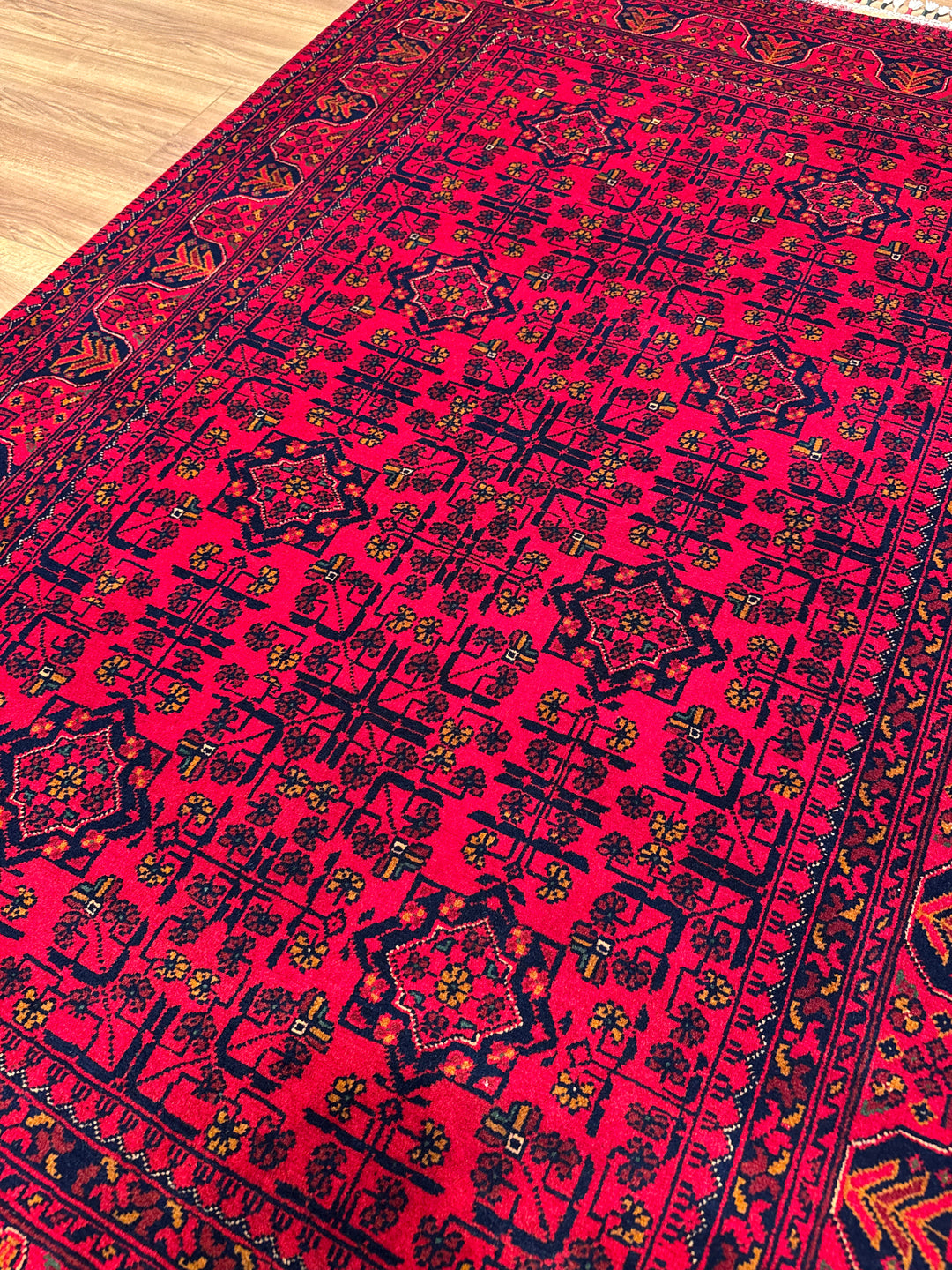 سجادة أفغانية هامياب أصلية منسوجة يدويًا من الصوف المصبوغ بالجذور، 120×182 سم، 2.18 متر مربع - 4×6 قدم