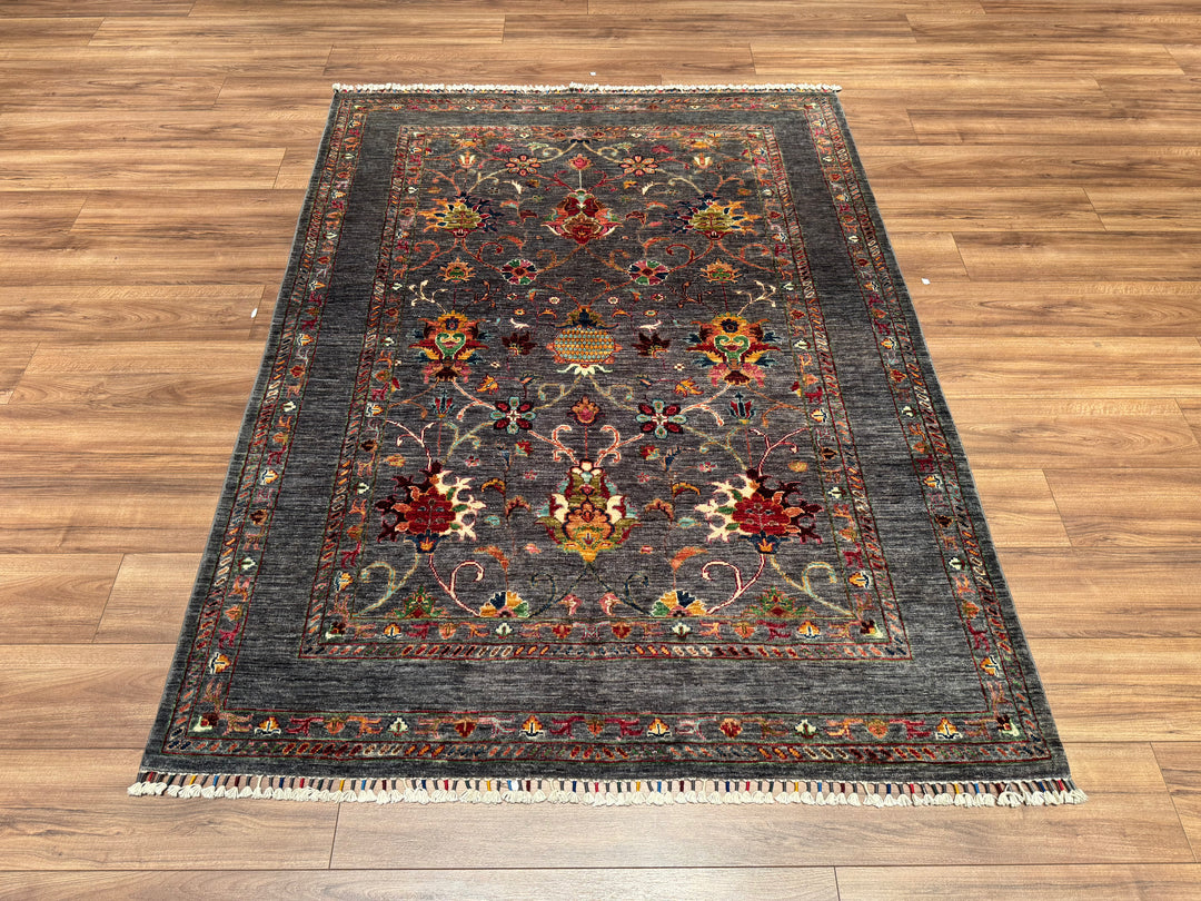 Sultani Binbirgece Original Hand Woven Gray Vegetable Dyed Wool Carpet 156x206 3.21 Square Meters - 5x6 ft