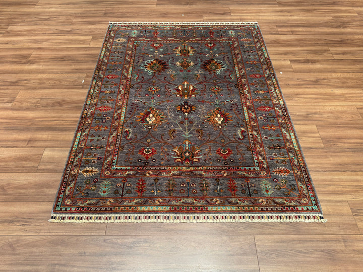 Sultani Binbirgece Orjinal El Dokuması Gri Kök Boya Yün Halı 154x200 3.08 Metrekare - 5x6 ft