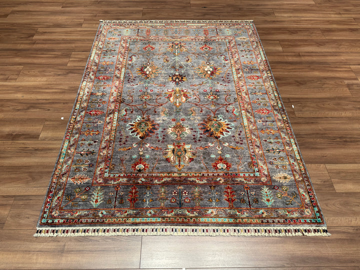 Sultani Binbirgece Original Hand Woven Gray Vegetable Dyed Wool Carpet 154x200 3.08 Square Meters - 5x6 ft