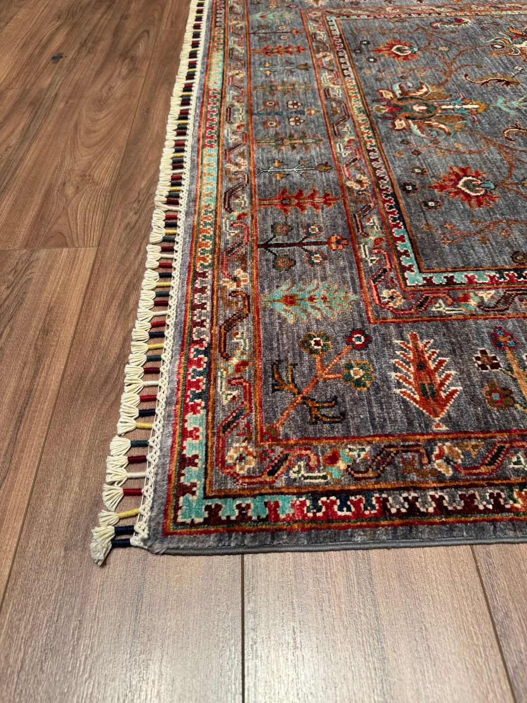 Sultani Binbirgece Original Hand Woven Gray Vegetable Dyed Wool Carpet 154x200 3.08 Square Meters - 5x6 ft