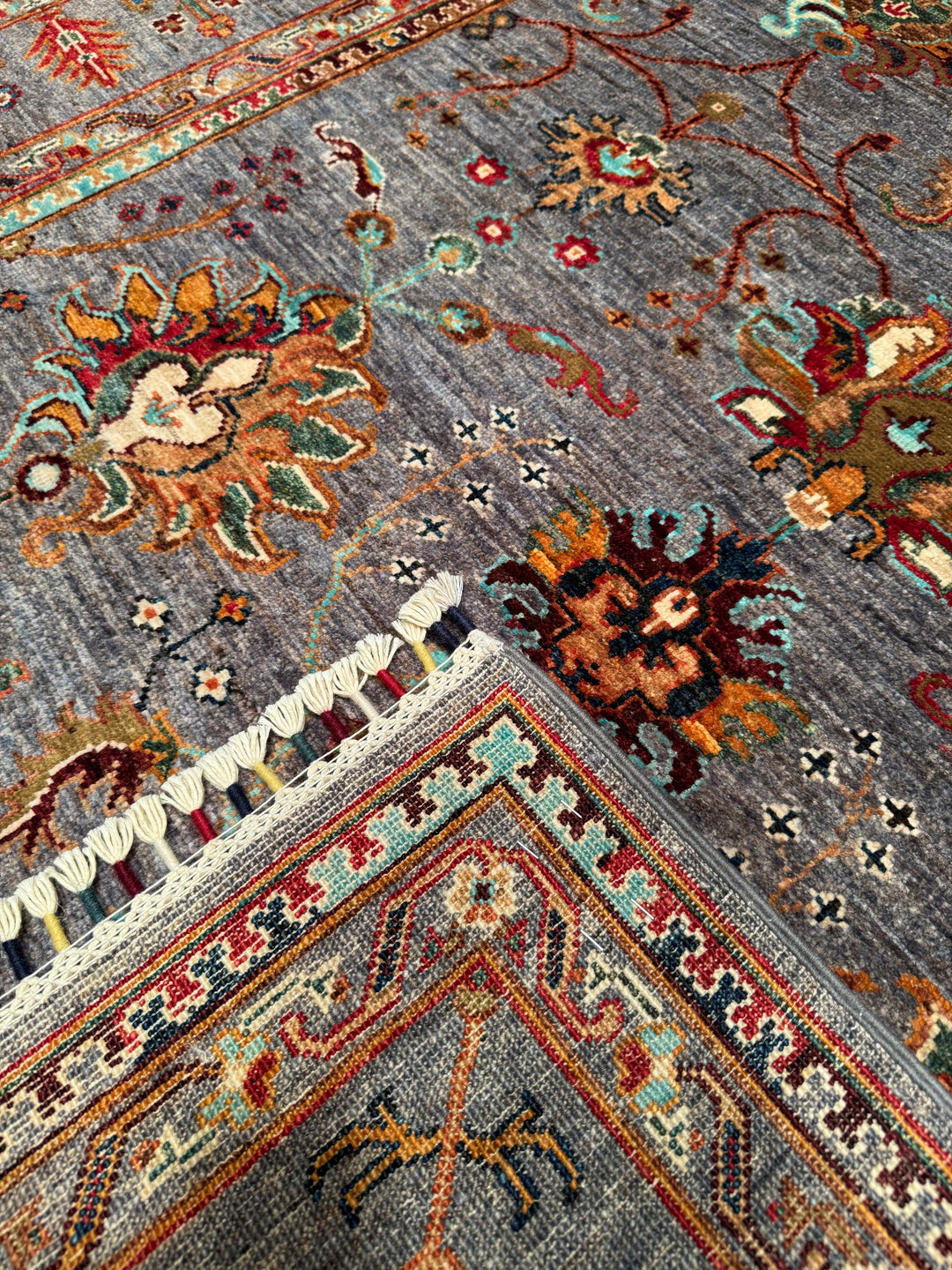 Sultani Binbirgece Original Hand Woven Gray Vegetable Dyed Wool Carpet 154x200 3.08 Square Meters - 5x6 ft