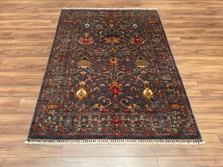 Sultani Binbirgece Orjinal El Dokuması Gri Kök Boya Yün Halı 155x206 3.19 Metrekare - 5x6 ft