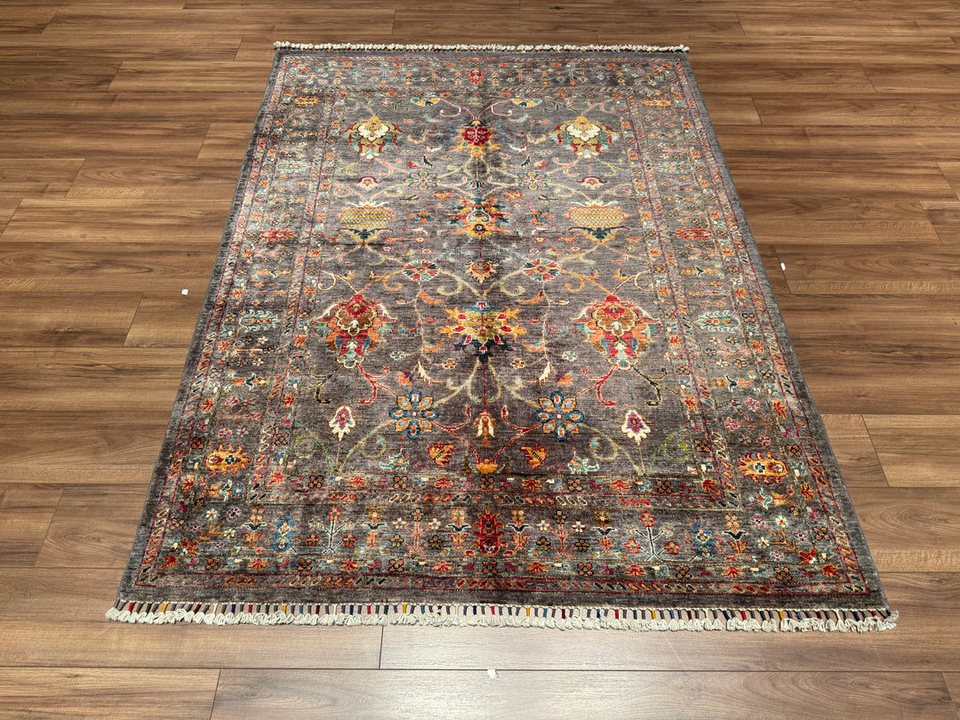 Sultani Binbirgece Original Hand Woven Gray Vegetable Dyed Wool Carpet 155x206 3.19 Square Meters - 5x6 ft