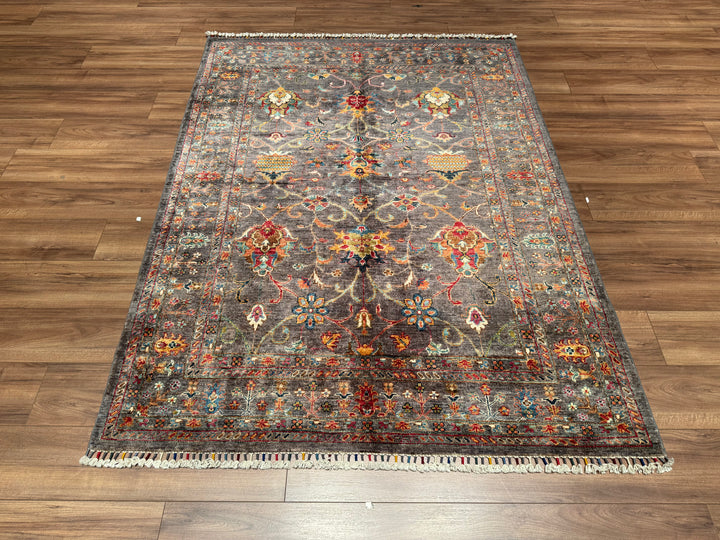 Sultani Binbirgece Original Hand Woven Gray Vegetable Dyed Wool Carpet 155x206 3.19 Square Meters - 5x6 ft