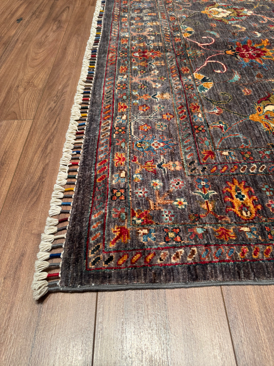 Sultani Binbirgece Orjinal El Dokuması Gri Kök Boya Yün Halı 155x206 3.19 Metrekare - 5x6 ft