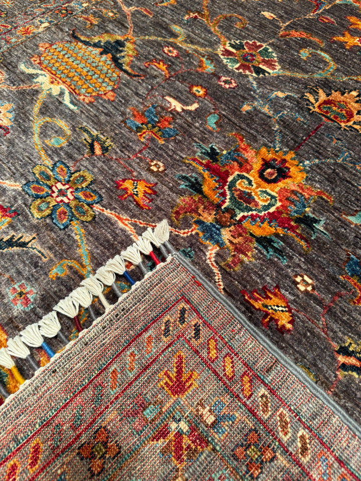 Sultani Binbirgece Original Hand Woven Gray Vegetable Dyed Wool Carpet 155x206 3.19 Square Meters - 5x6 ft