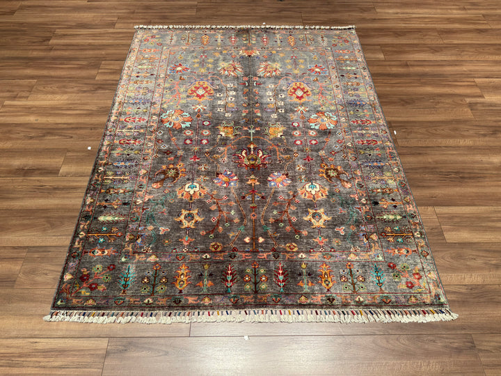 Sultani Binbirgece Orjinal El Dokuması Gri Kök Boya Yün Halı 158x200 3.16 Metrekare - 5x6 ft