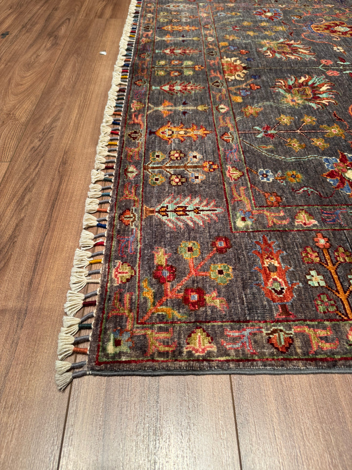 Sultani Binbirgece Original Hand Woven Gray Vegetable Dyed Wool Carpet 158x200 3.16 Square Meters - 5x6 ft