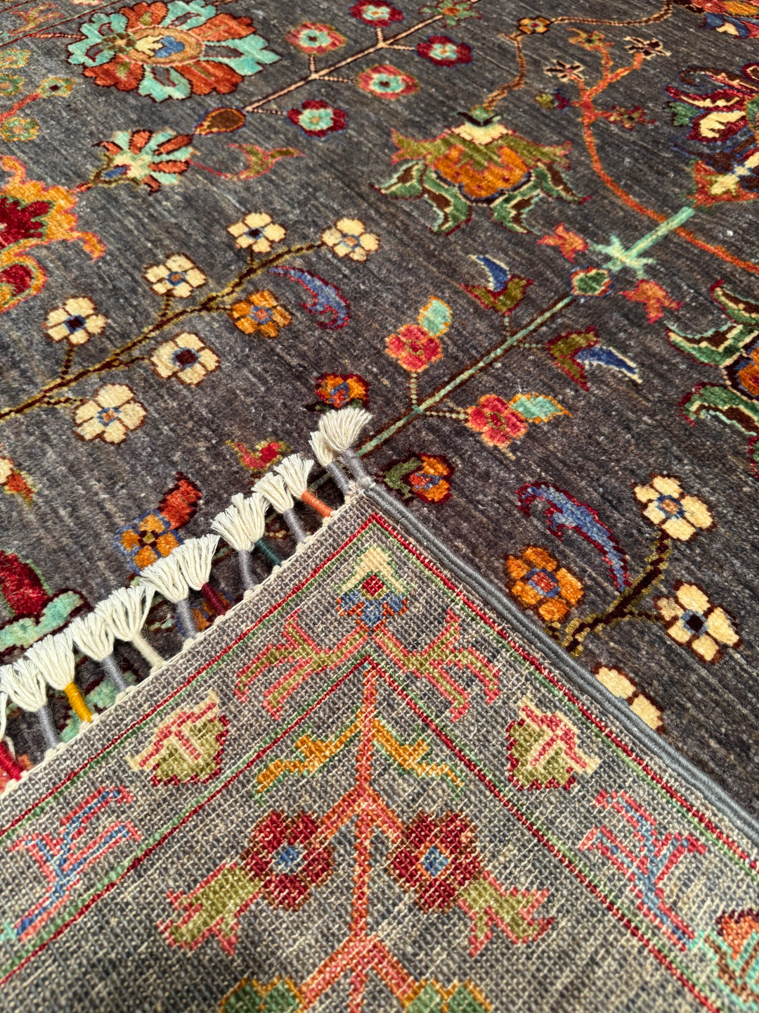 Sultani Binbirgece Original Hand Woven Gray Vegetable Dyed Wool Carpet 158x200 3.16 Square Meters - 5x6 ft