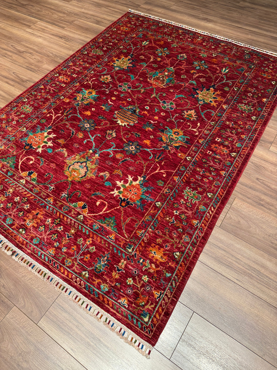 Sultani Binbirgece Orijinal El Dokuması Kırmızı Kök Boya Yün Halı 151x205 3.10 Metrekare - 5x6 ft
