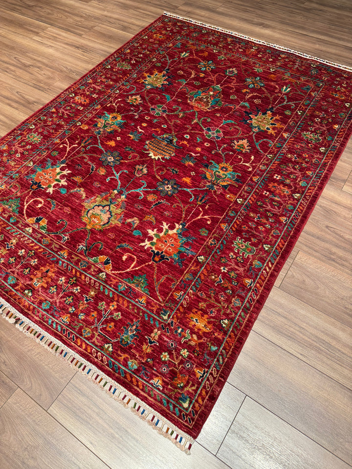 Sultani Binbirgece Orijinal El Dokuması Kırmızı Kök Boya Yün Halı 151x205 3.10 Metrekare - 5x6 ft