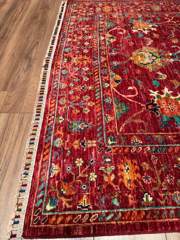 Sultani Binbirgece Orijinal El Dokuması Kırmızı Kök Boya Yün Halı 151x205 3.10 Metrekare - 5x6 ft