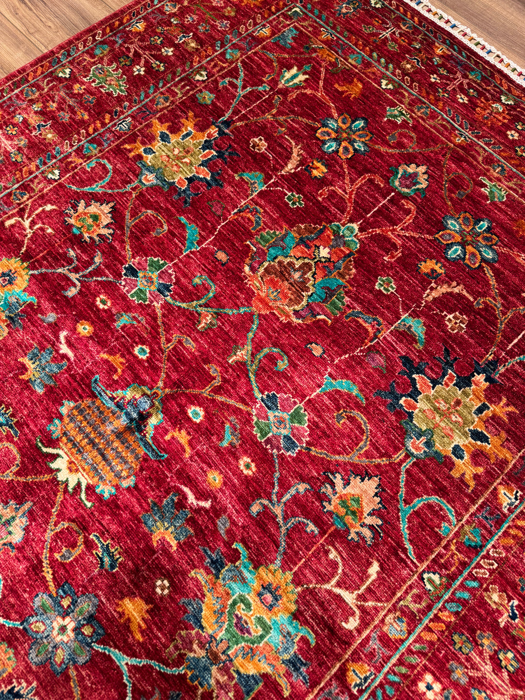 Sultani Binbirgece Orijinal El Dokuması Kırmızı Kök Boya Yün Halı 151x205 3.10 Metrekare - 5x6 ft