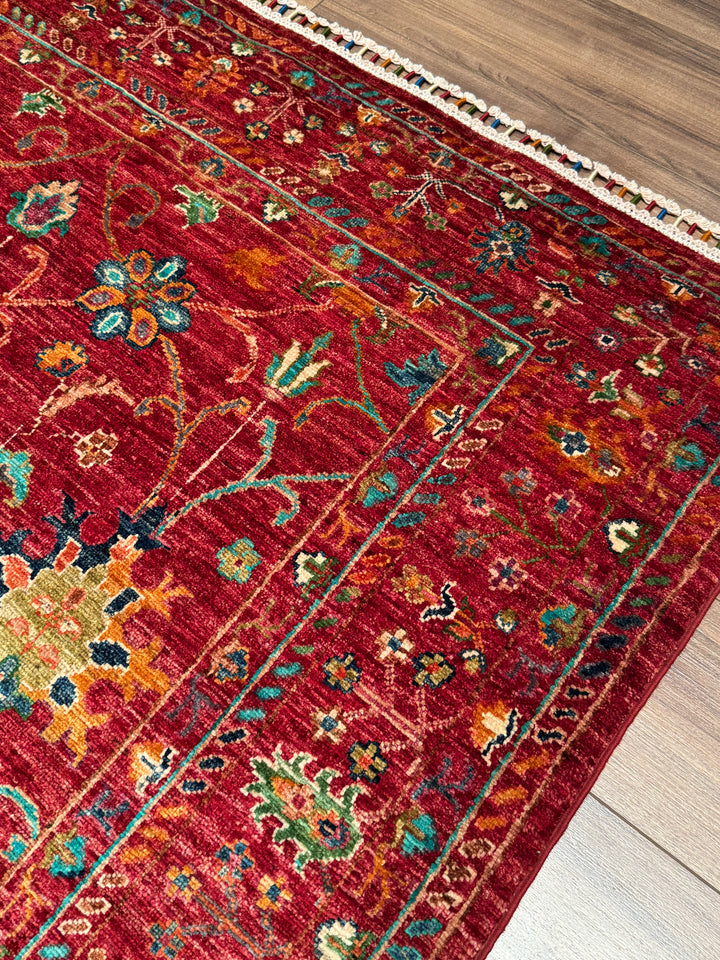 Sultani Binbirgece Orijinal El Dokuması Kırmızı Kök Boya Yün Halı 151x205 3.10 Metrekare - 5x6 ft