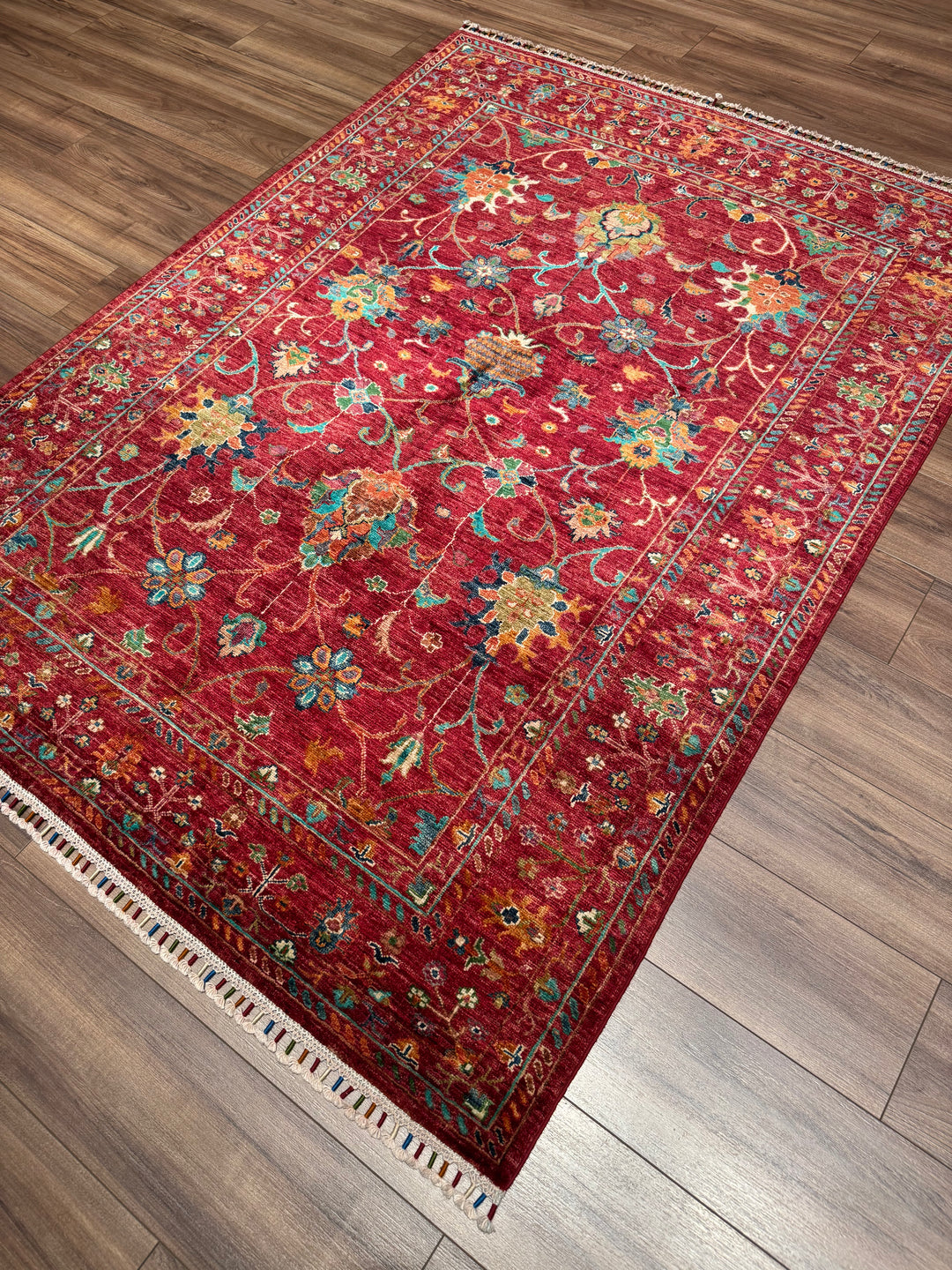 Sultani Binbirgece Orijinal El Dokuması Kırmızı Kök Boya Yün Halı 151x205 3.10 Metrekare - 5x6 ft