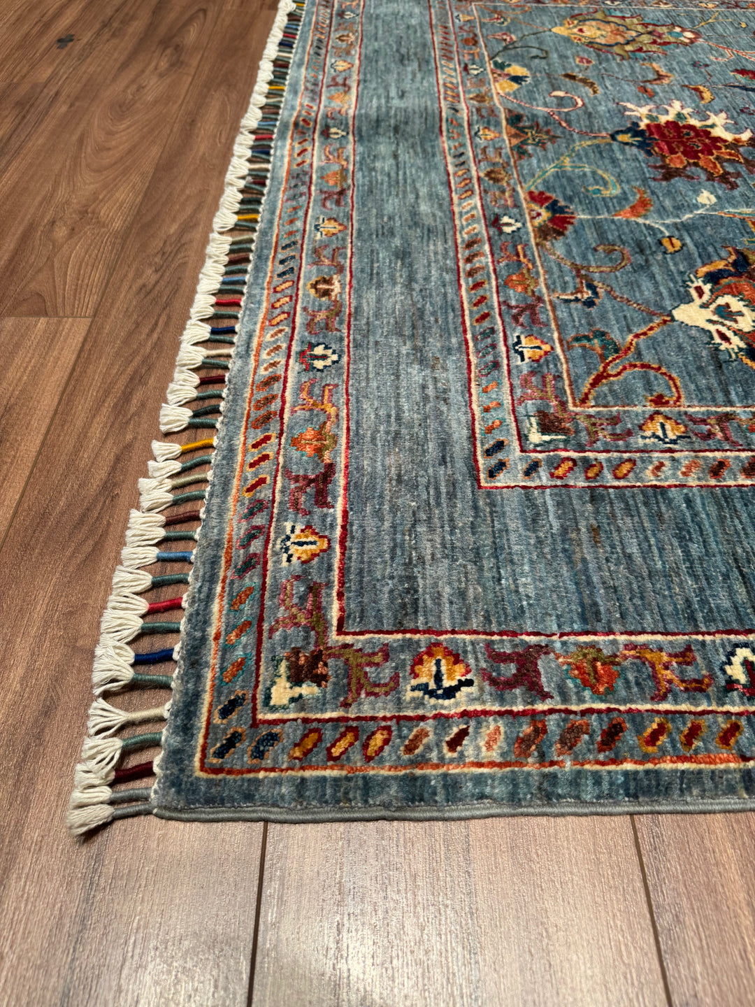 Sultani Binbirgece Orjinal El Dokuması Mavi Kök Boya Yün Halı 155x203 3.15 Metrekare - 5x6 ft