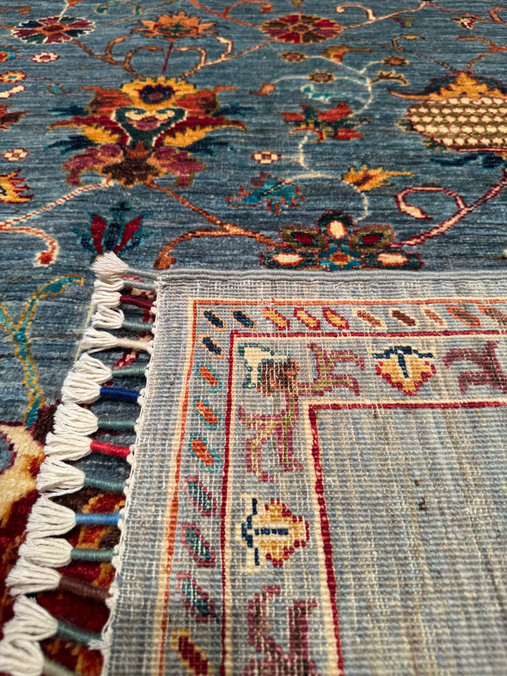 Sultani Binbirgece Original Hand Woven Blue Vegetable Dyed Wool Carpet 155x203 3.15 Square Meters - 5x6 ft