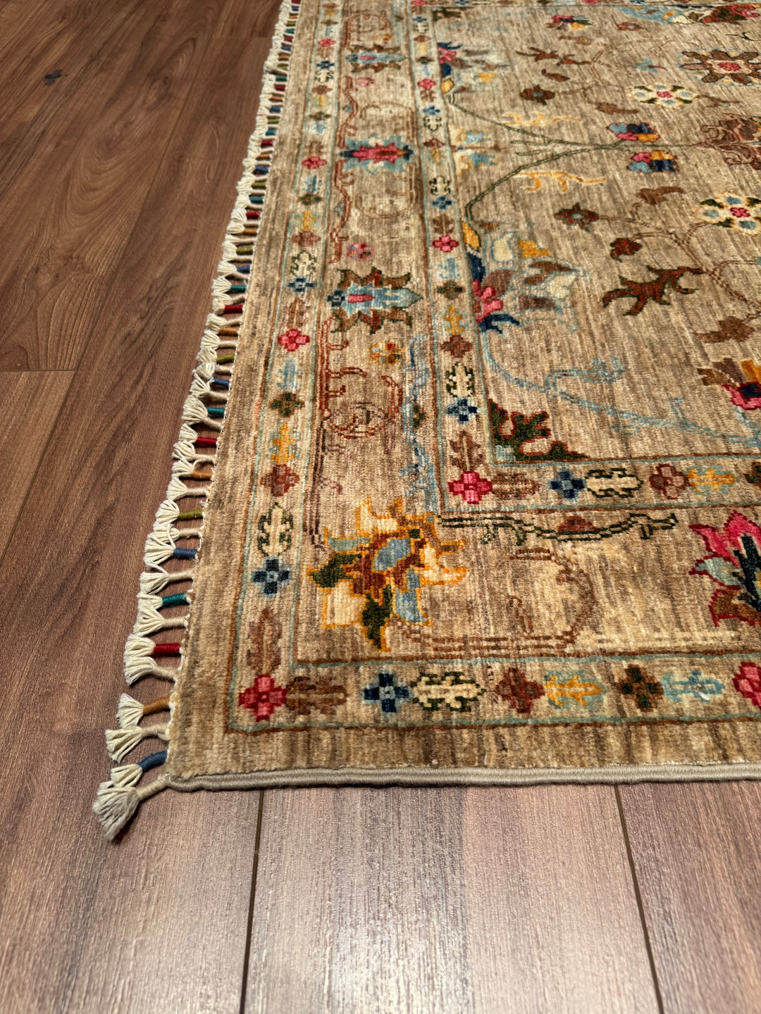 Sultani Binbirgece Original Hand Woven Beige Vegetable Dyed Wool Carpet 148x208 3.08 Square Meters - 5x6 ft