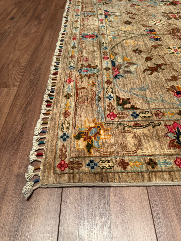 Sultani Binbirgece Original Hand Woven Beige Vegetable Dyed Wool Carpet 148x208 3.08 Square Meters - 5x6 ft