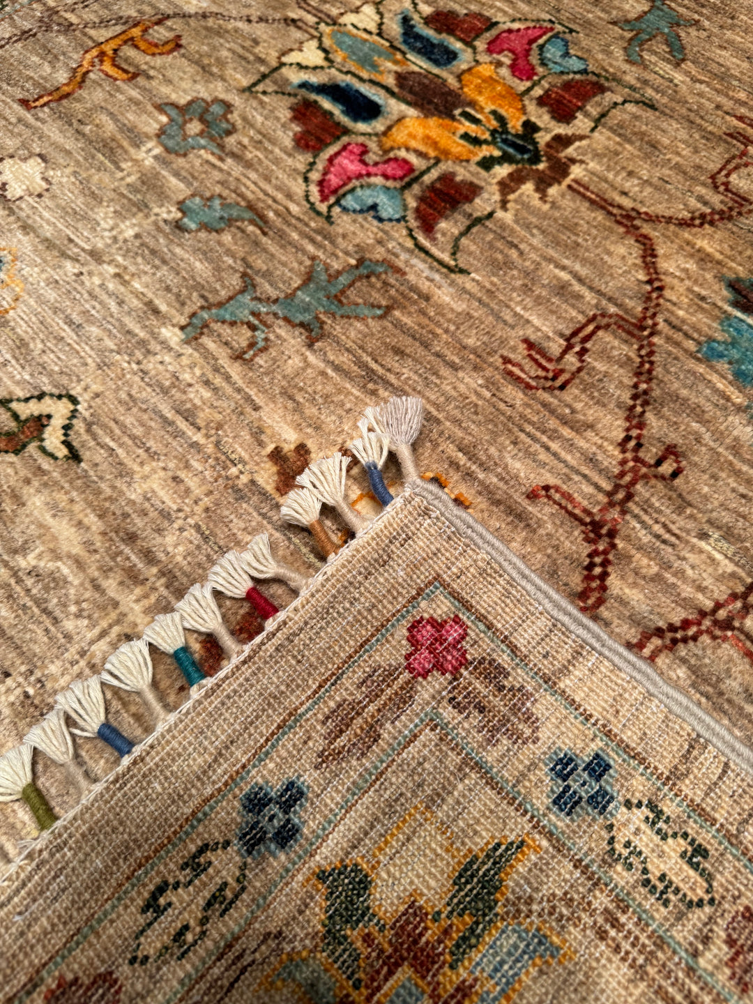 Sultani Binbirgece Original Hand Woven Beige Vegetable Dyed Wool Carpet 148x208 3.08 Square Meters - 5x6 ft