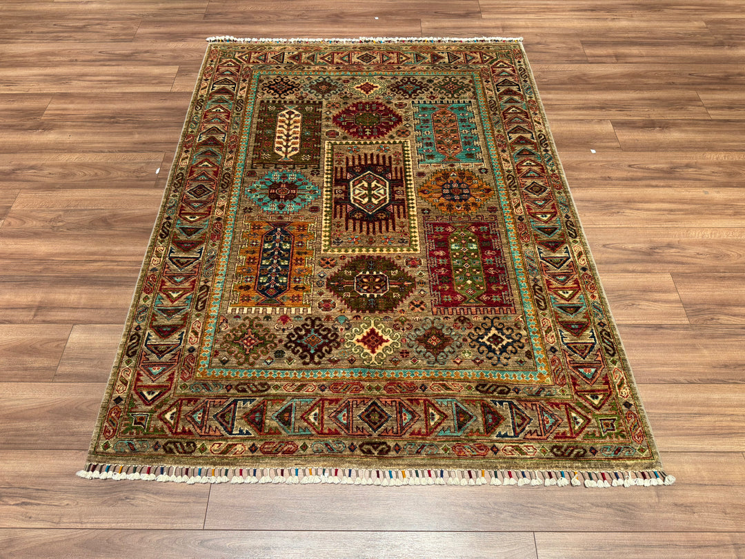 Veziri Original Hand Woven Beige Vegetable Dyed Wool Carpet 148x194 2.87 Square Meters - 5x6 ft