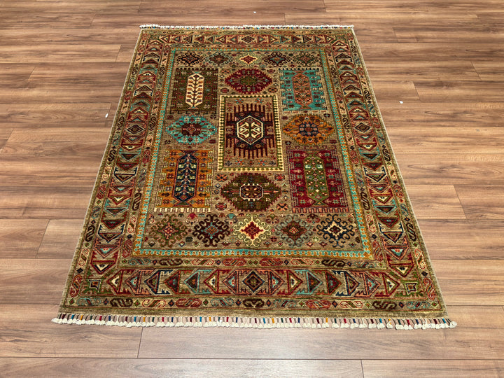 Veziri Original Hand Woven Beige Vegetable Dyed Wool Carpet 148x194 2.87 Square Meters - 5x6 ft