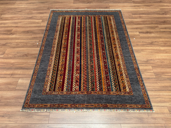 Shawl Original Hand Woven Gray Vegetable Dyed Wool Carpet 152x209 3.18 Square Meters -5x6 ft