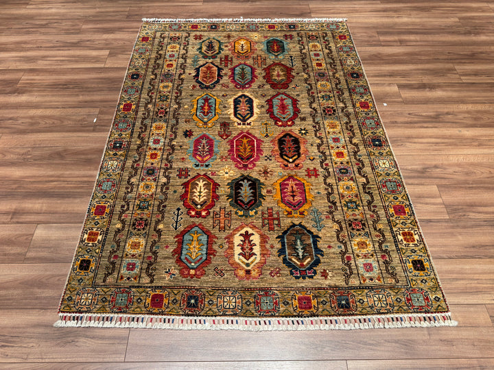 Veziri Original Hand Woven Beige Vegetable Dyed Wool Carpet 151x208 3.14 Square Meters - 5x6 ft