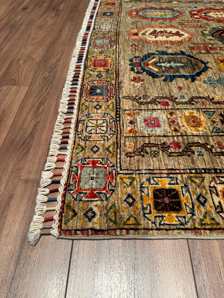 Veziri Original Hand Woven Beige Vegetable Dyed Wool Carpet 151x208 3.14 Square Meters - 5x6 ft