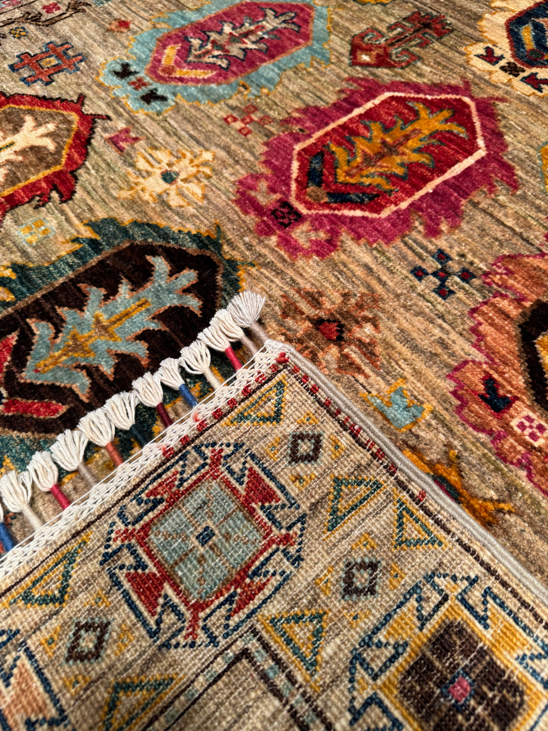 Veziri Original Hand Woven Beige Vegetable Dyed Wool Carpet 151x208 3.14 Square Meters - 5x6 ft