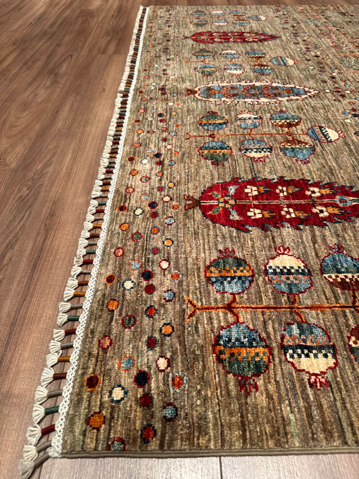 Sultani Orijinal El Dokuması Bej Kök Boya Yün Halı 177x242 4.28 Metrekare - 6x8 ft