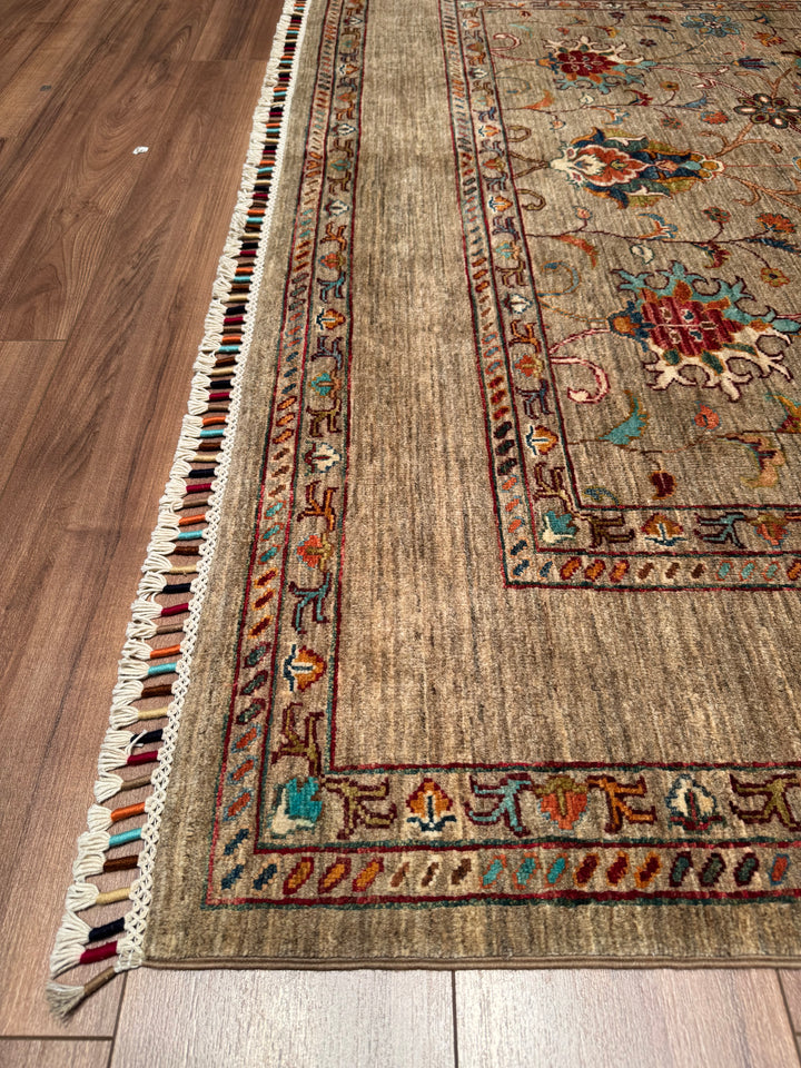 Sultani Binbirgece Original Hand Woven Beige Vegetable Dyed Wool Carpet 191x282 5.39 Square Meters - 6x9 ft