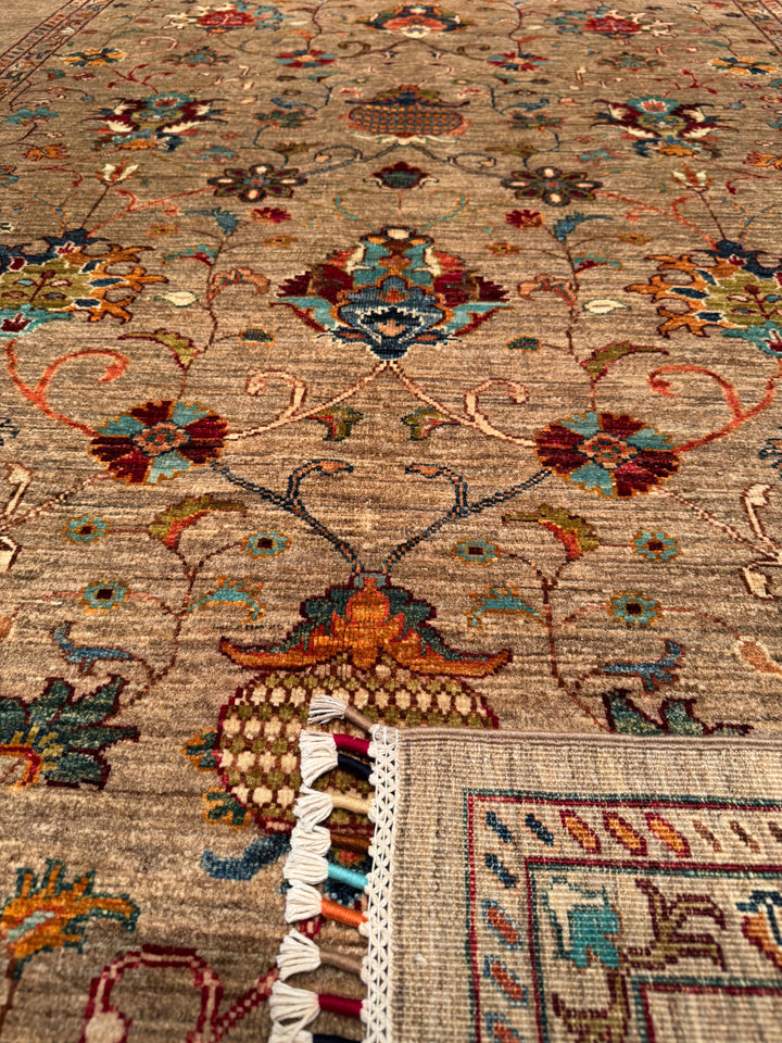 Sultani Binbirgece Original Hand Woven Beige Vegetable Dyed Wool Carpet 191x282 5.39 Square Meters - 6x9 ft