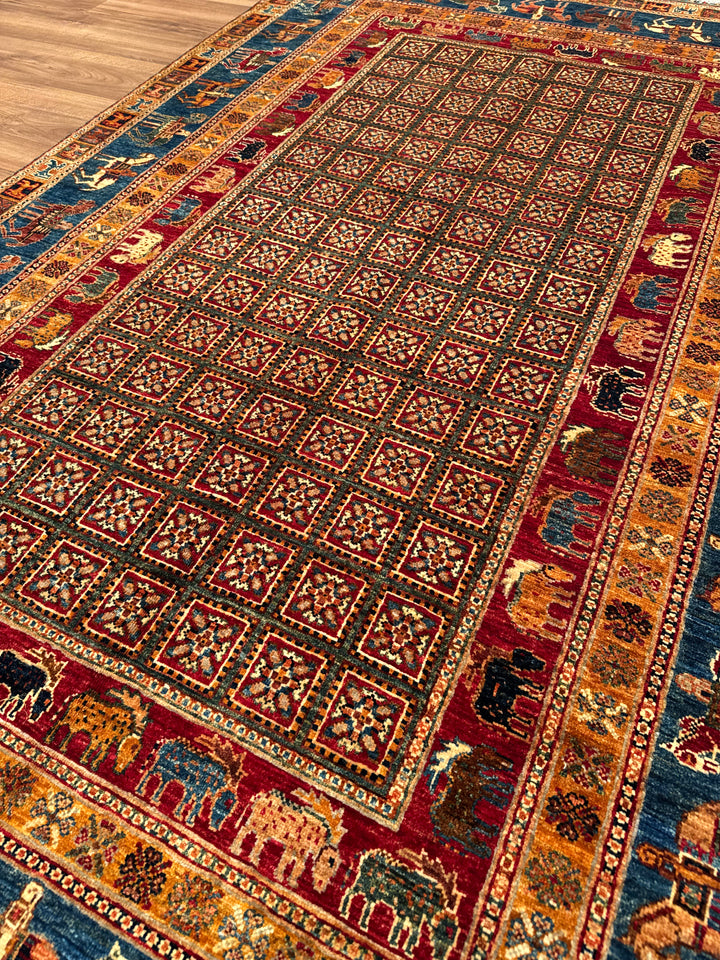 سجادة صوف أصلية من Pazırık منسوجة يدويًا ومُصبغة بجذور متعددة، 167 × 249، 4.16 متر مربع - 5 × 8 قدم