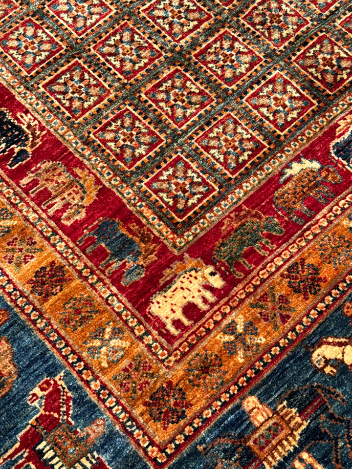 سجادة صوف أصلية من Pazırık منسوجة يدويًا ومُصبغة بجذور متعددة، 167 × 249، 4.16 متر مربع - 5 × 8 قدم