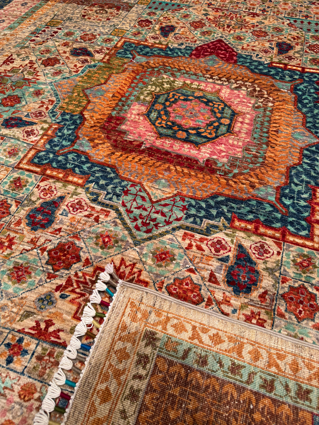 Mamluk Original Hand Woven Multi Vegetable Dyed Wool Carpet 208x298 6.20 Square Meters - 6x9 ft