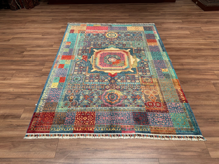 Mamluk Original Hand Woven Multi Vegetable Dyed Wool Carpet 174x234 4.07 Square Meters - 5x7 ft