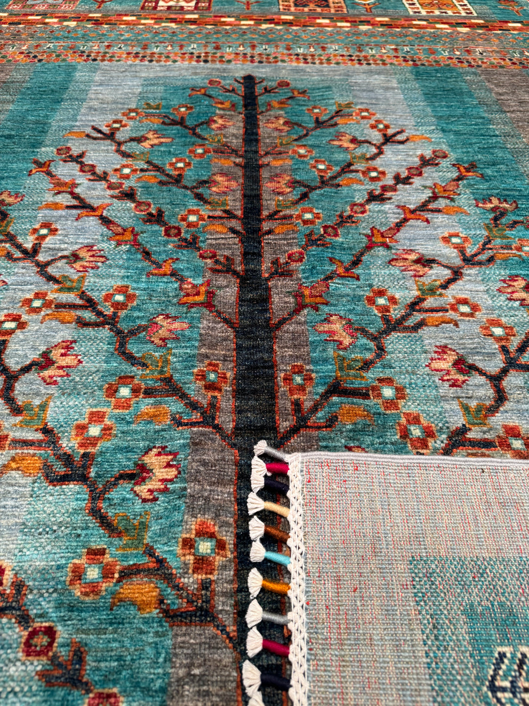 Khorjin Original Hand Woven Turquoise Vegetable Dyed Wool Carpet 250x305 7.63 Square Meters - 8x10 ft