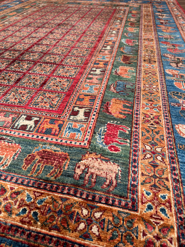 سجادة صوف أصلية من Pazırık منسوجة يدويًا ومُصبغة بجذور متعددة 213 × 320 6.82 متر مربع - 7 × 10 قدم